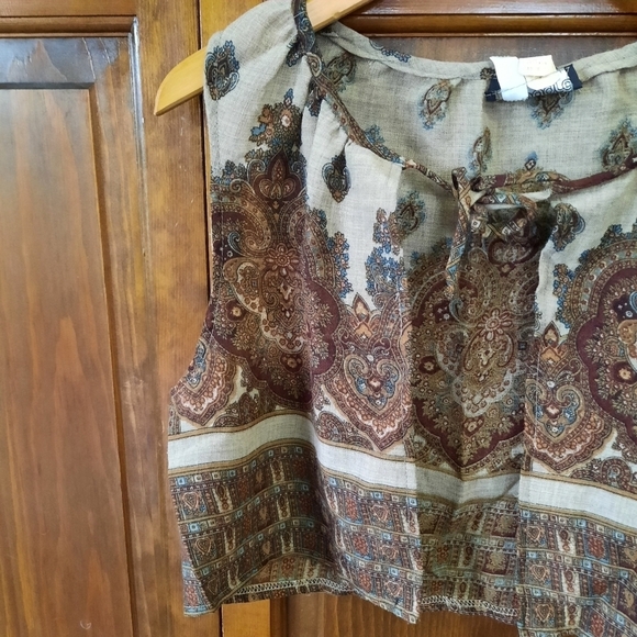 Vintage Patty Woodard wool blend brown paisley print cropped tie front vest - Picture 3 of 9